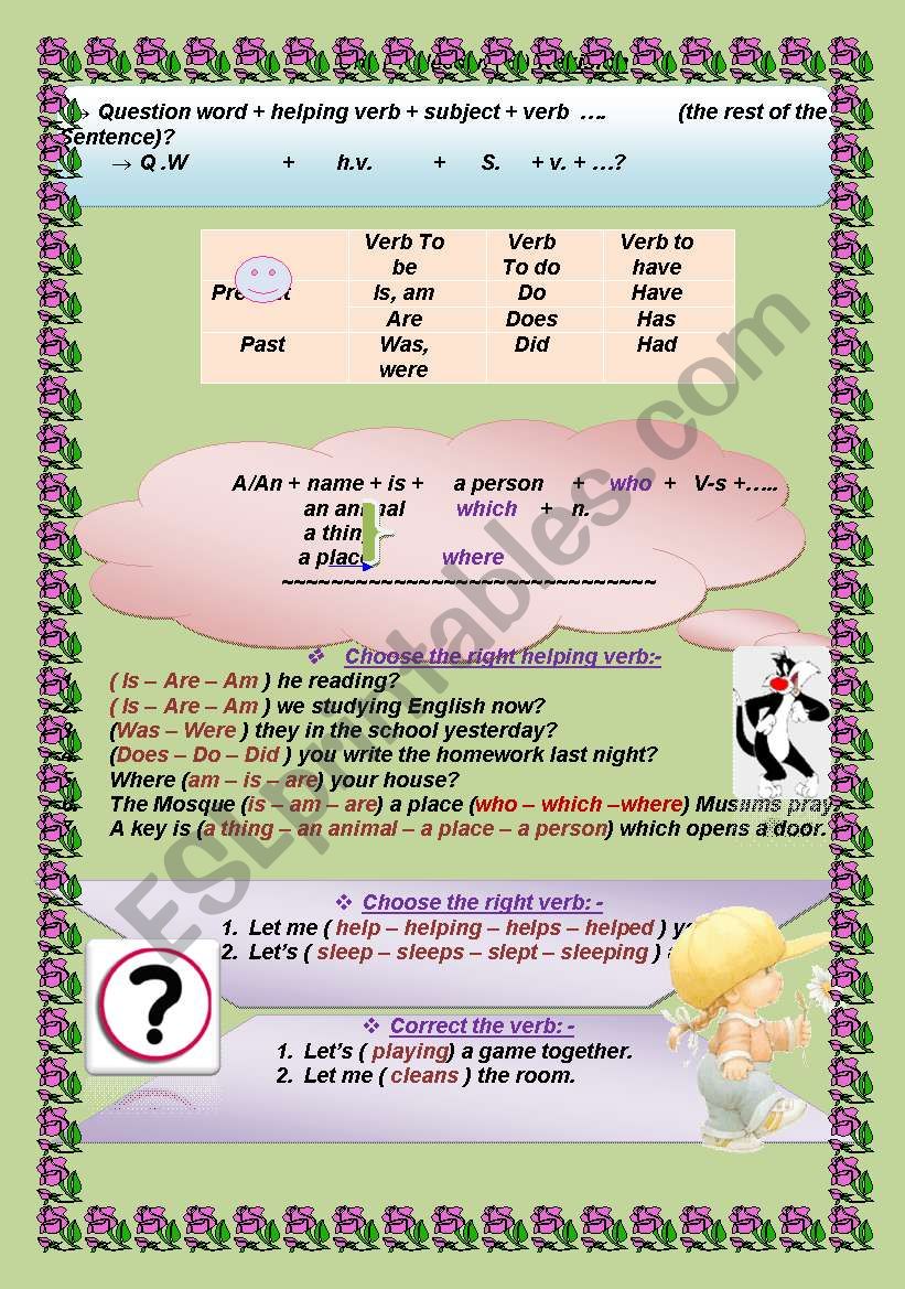 let me / lets + v.1 worksheet