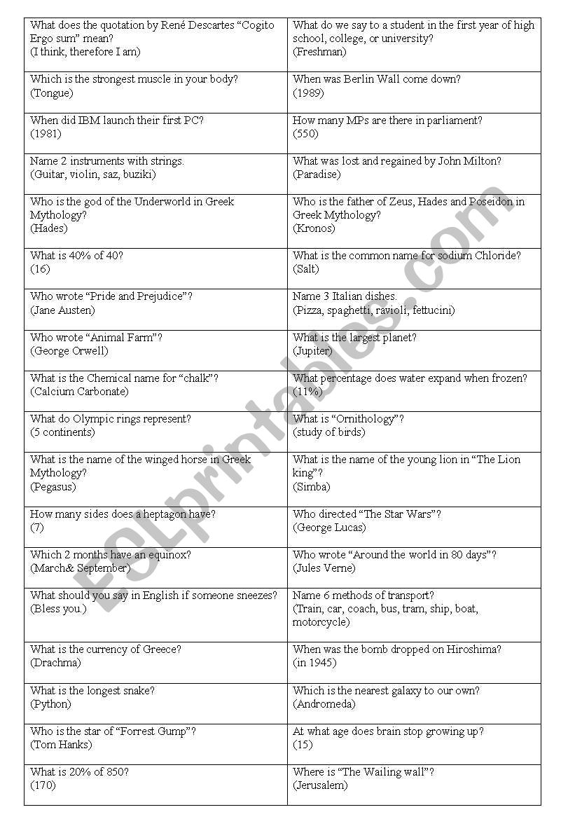 general knowledge quiz- game 3