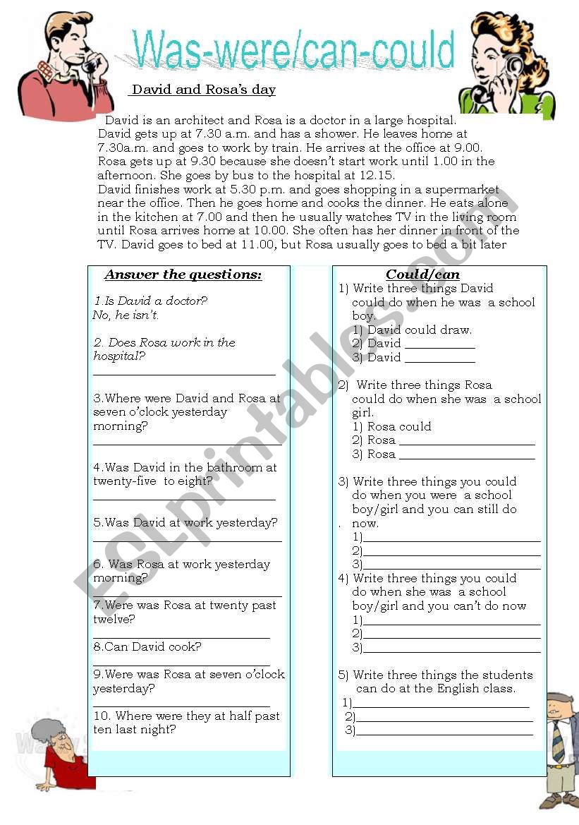 was-were / can-could worksheet