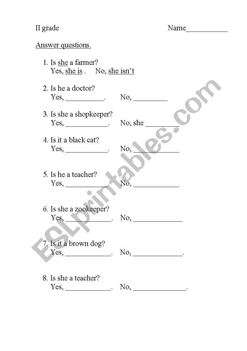 Yes,no answers worksheet