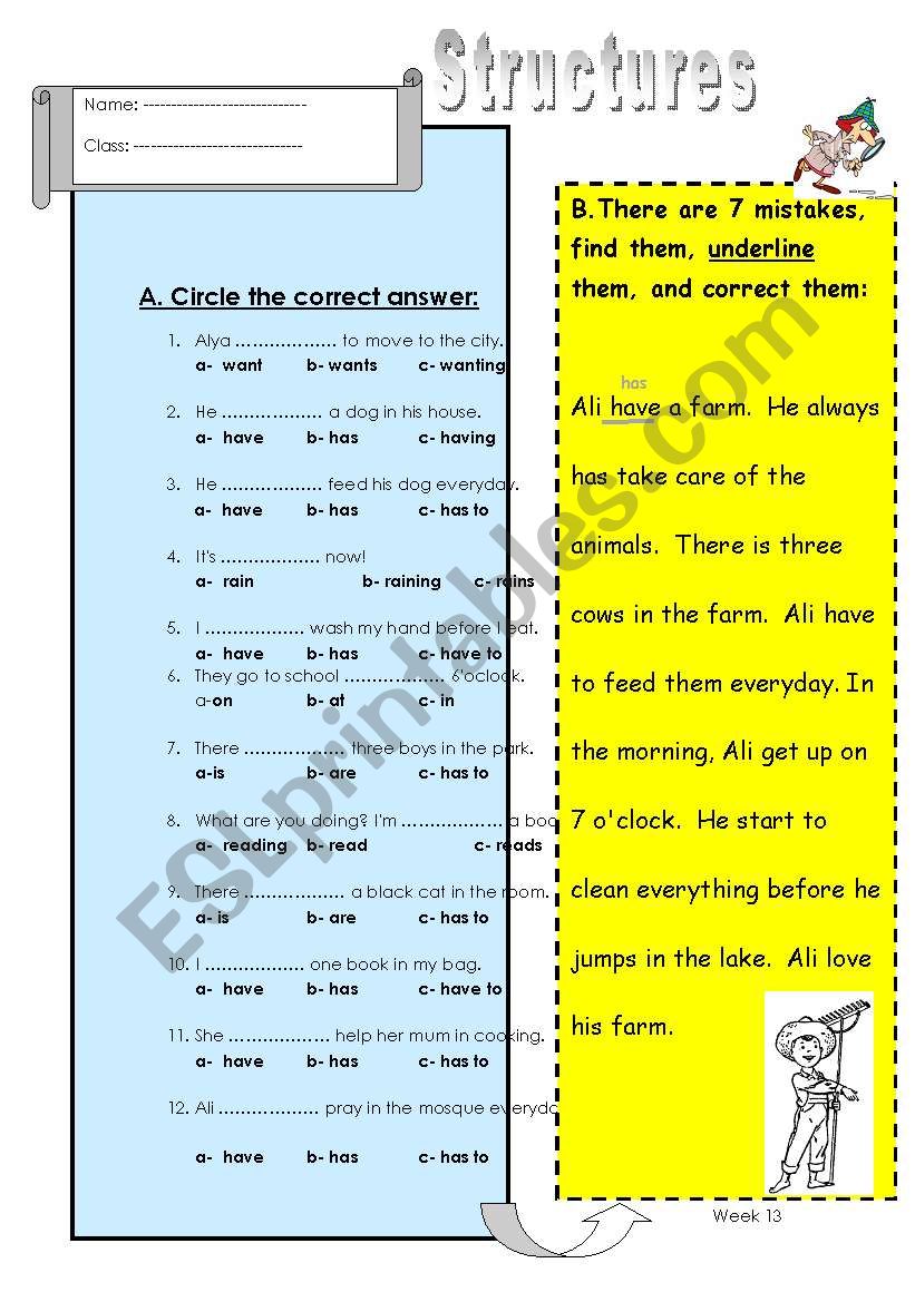 Language Structures: worksheet 