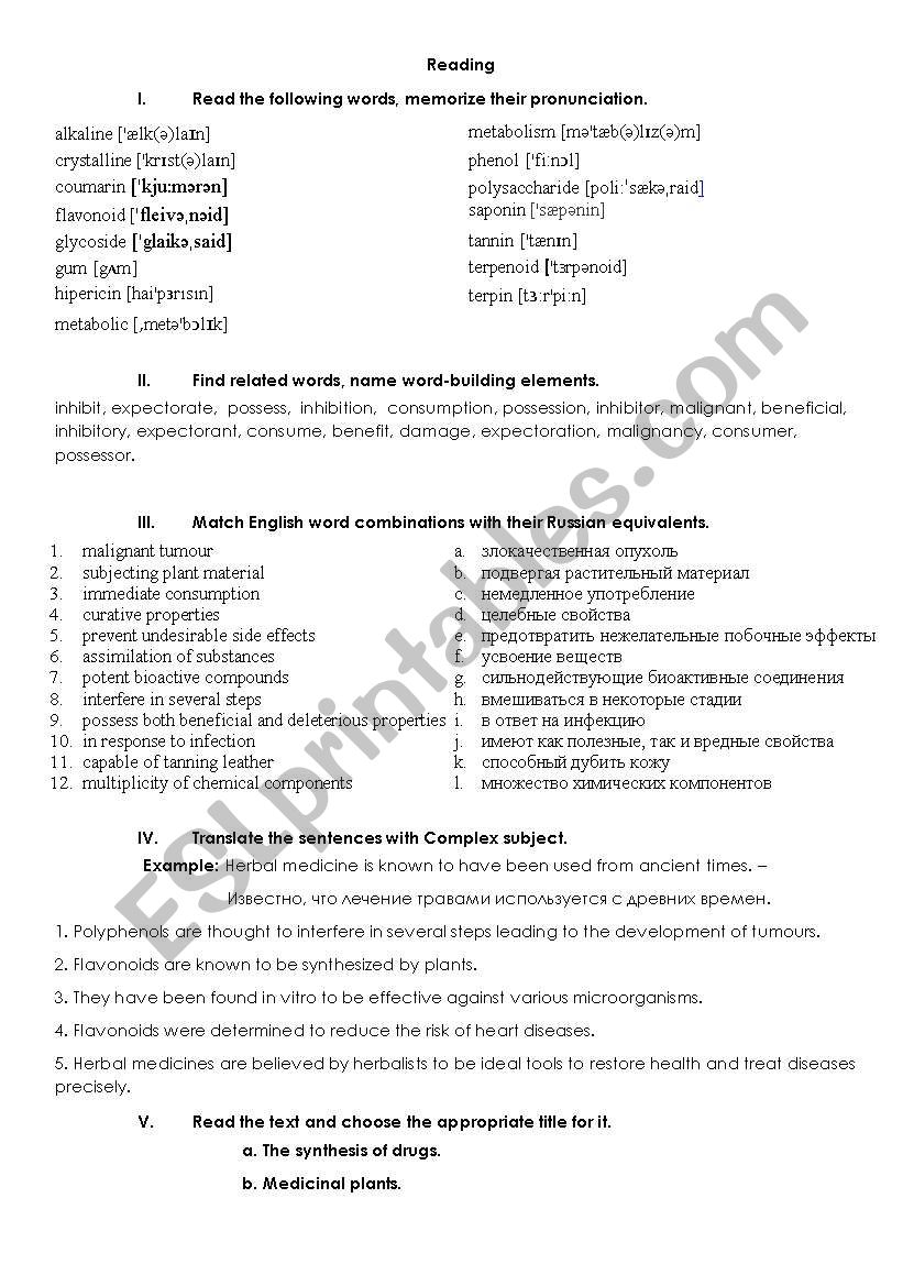 Some active ingredients of medicinal plants