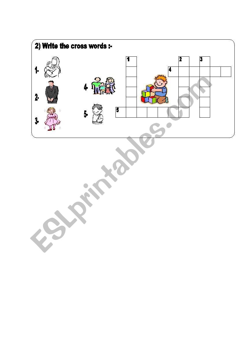 crossword family worksheet