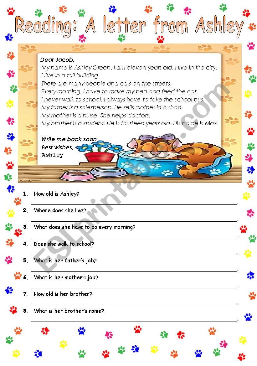 Easy reading activity worksheet