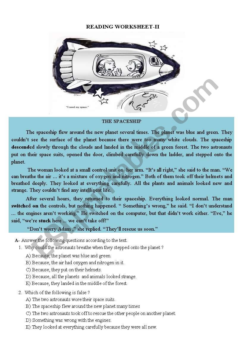 THE SPACESHIP - Reading Activity