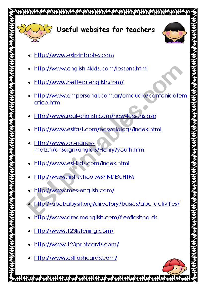 WEBSITES FOR TEACHERS worksheet