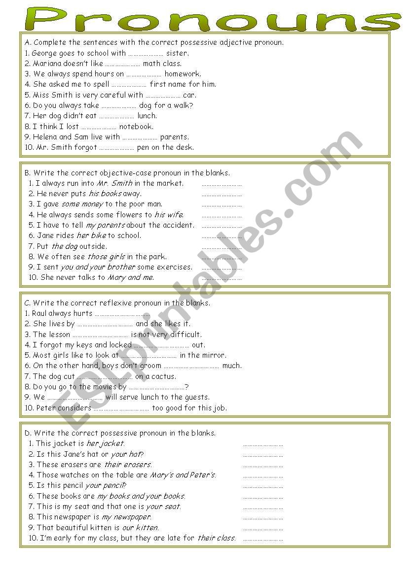 Pronouns II worksheet