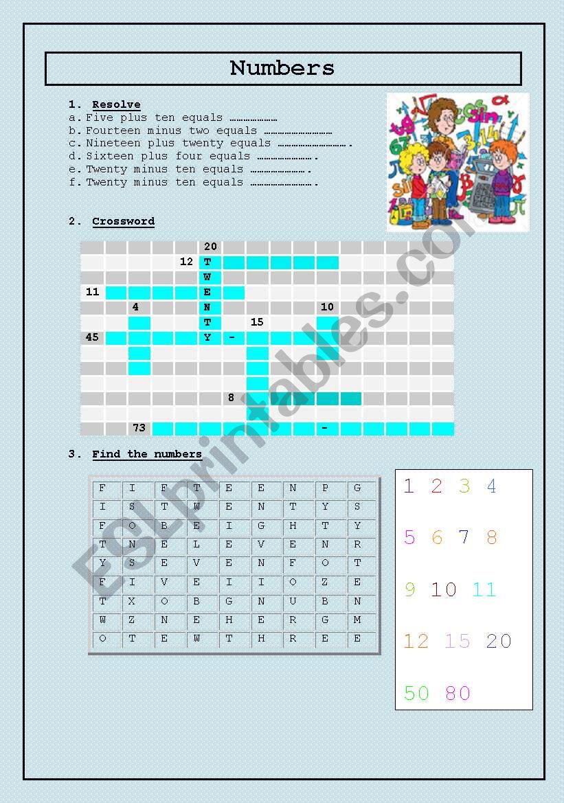 numbers worksheet