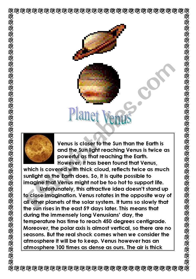 Planet  Venus       3 Sections Test of   English