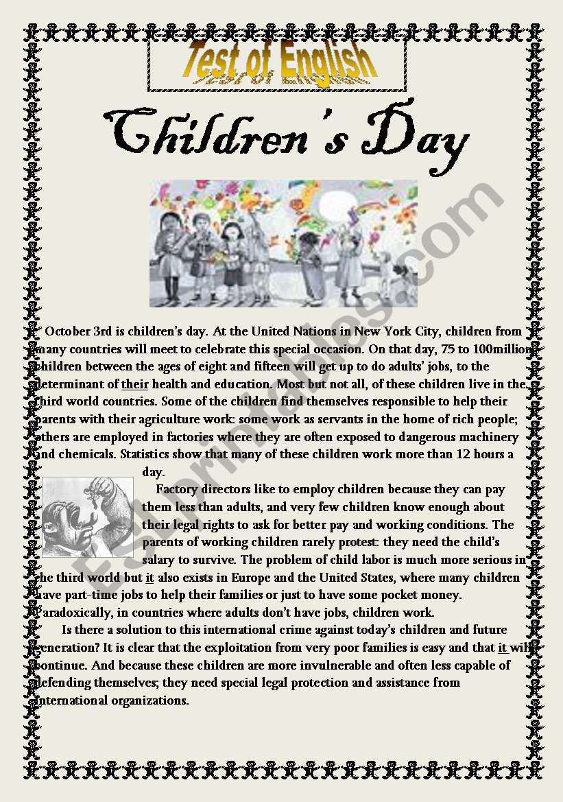 Children s Day    3 Sections Test of  English