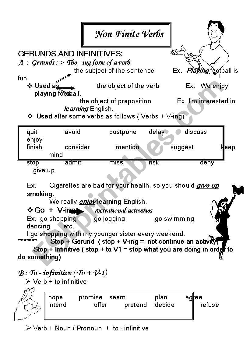 non finite verbs worksheet