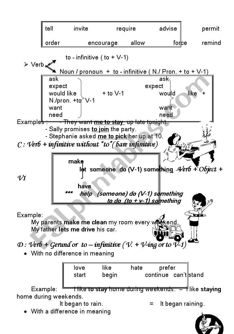 non finite verbs esl worksheet by eyesky