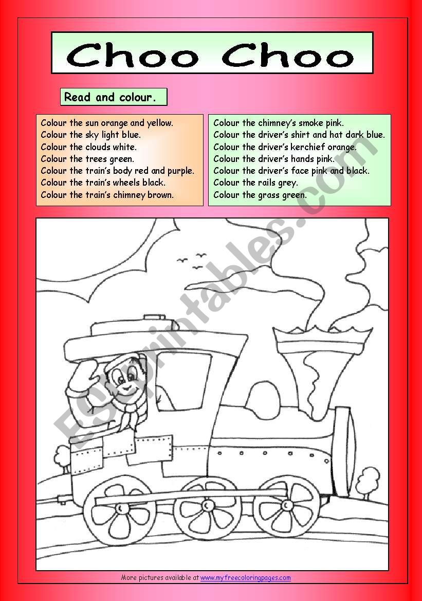 Read and Colour - Choo Choo worksheet