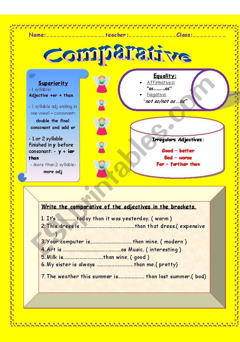 comparative worksheet