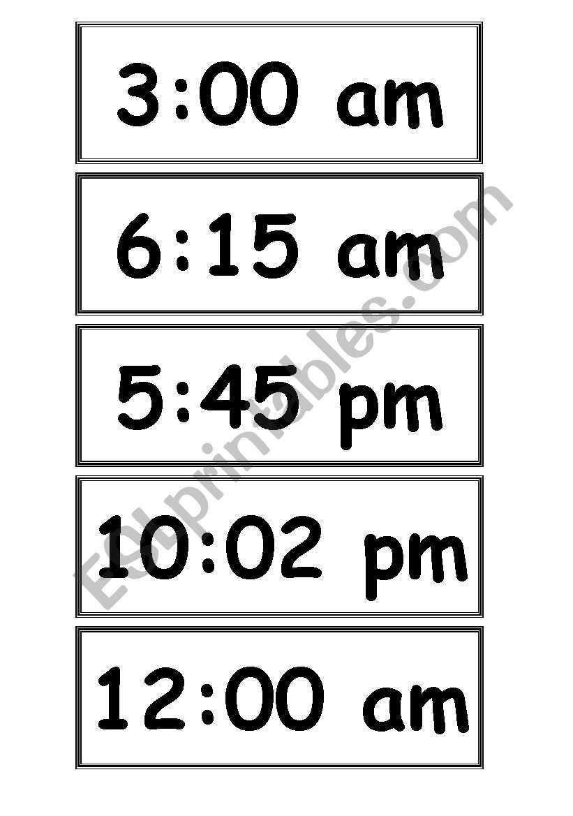 time flashcards worksheet