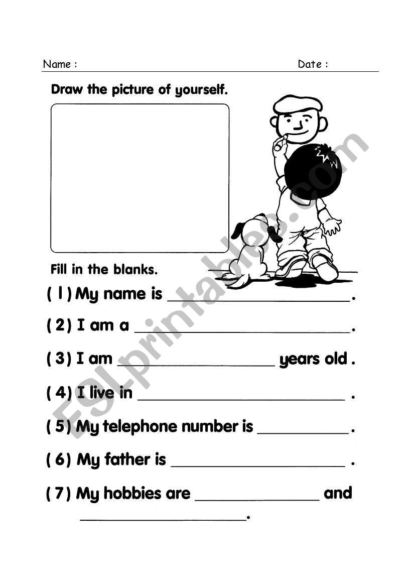 All About Me worksheet