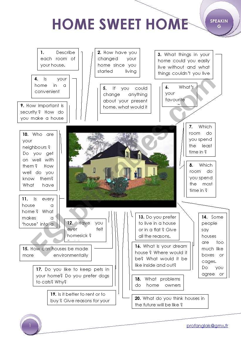 Conversation questions: HOME worksheet