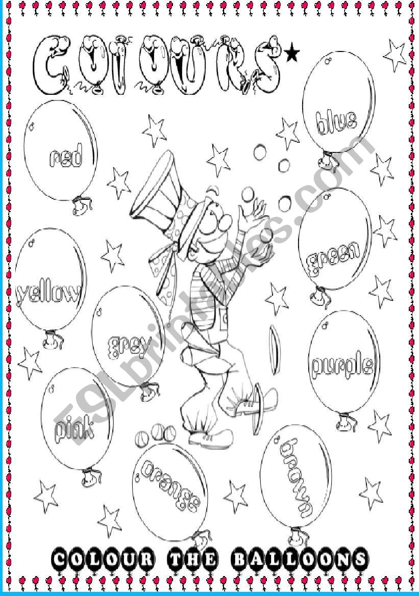 colourful balloons worksheet