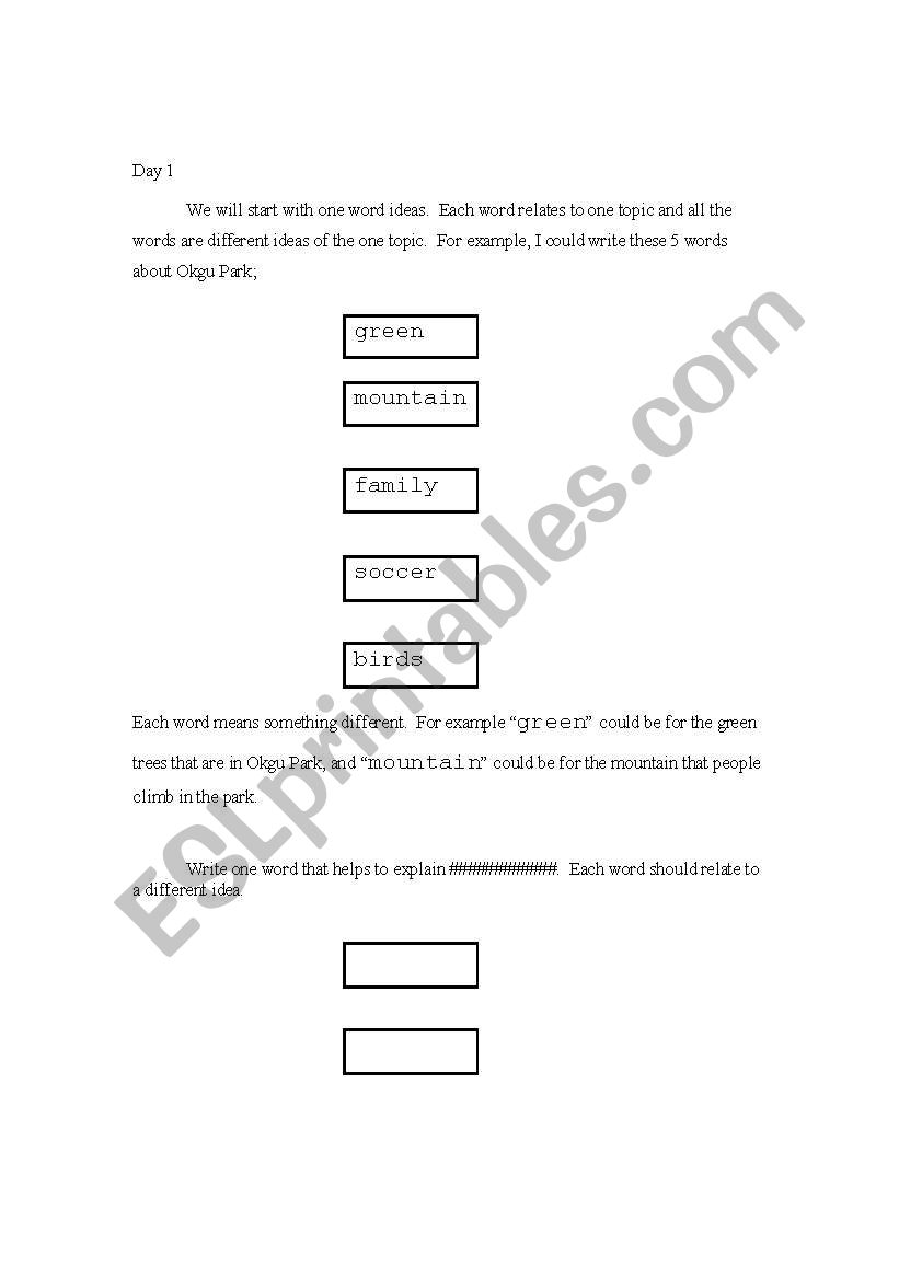 5 Day writting program Jr worksheet