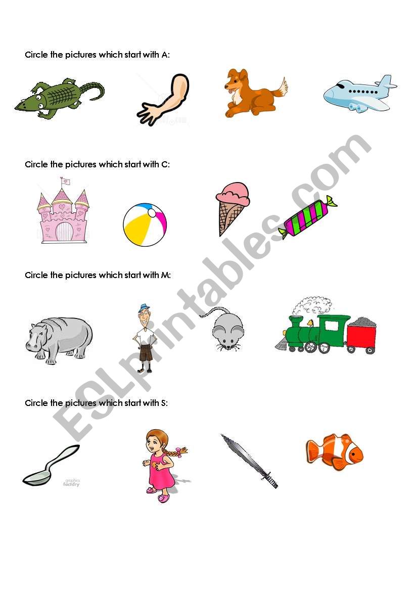 Beginning Sounds Practice worksheet