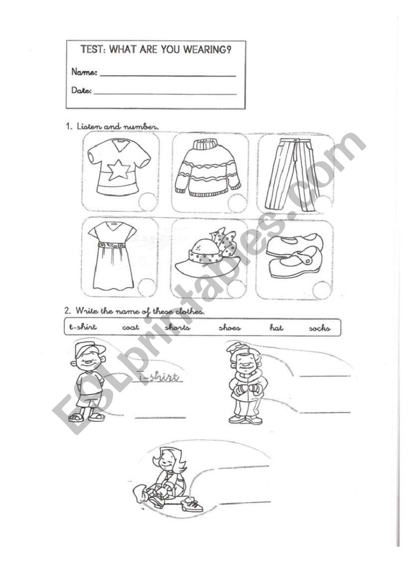 Clothes vocabulary worksheet