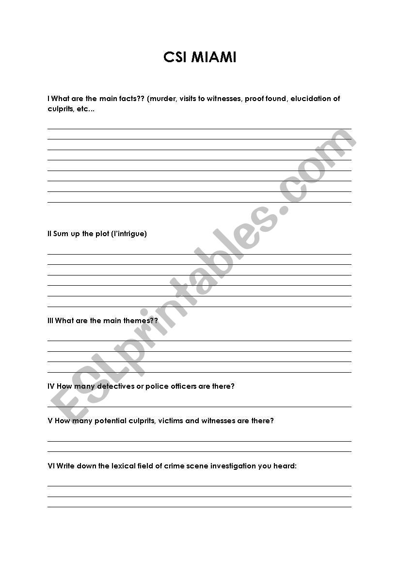 CSI MIAM worksheet