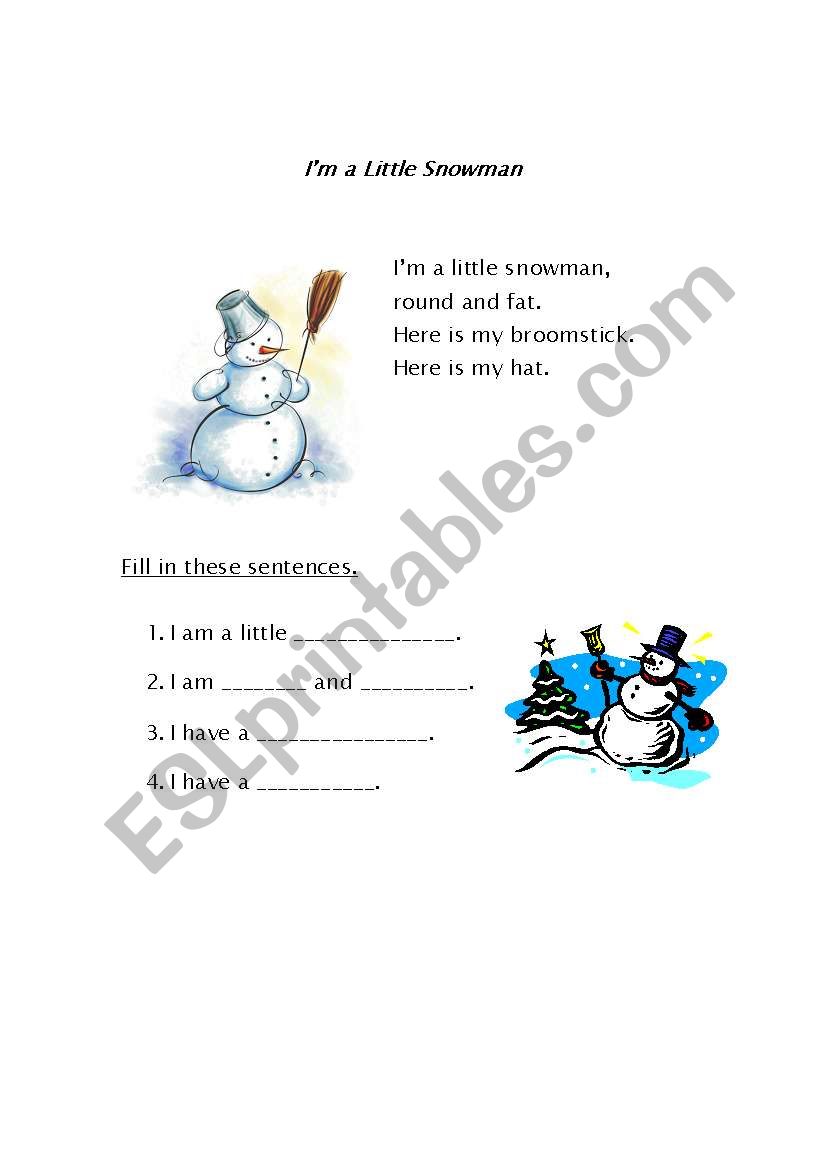 Little Snowman worksheet