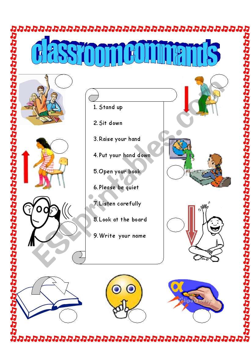 classroom commands worksheet