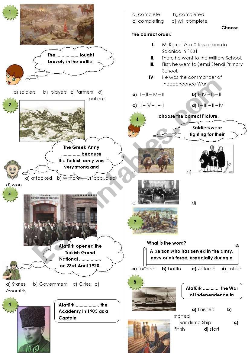 Test about AtatÃ¼rk (my english/spot on-unit 5)