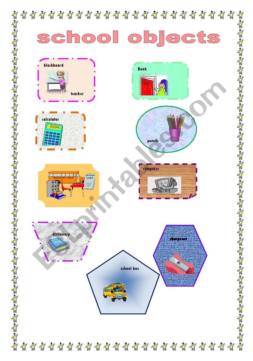 School objects and subjects worksheet