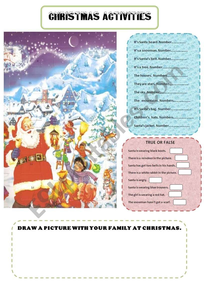 CHRISTMAS ACTIVITIES worksheet