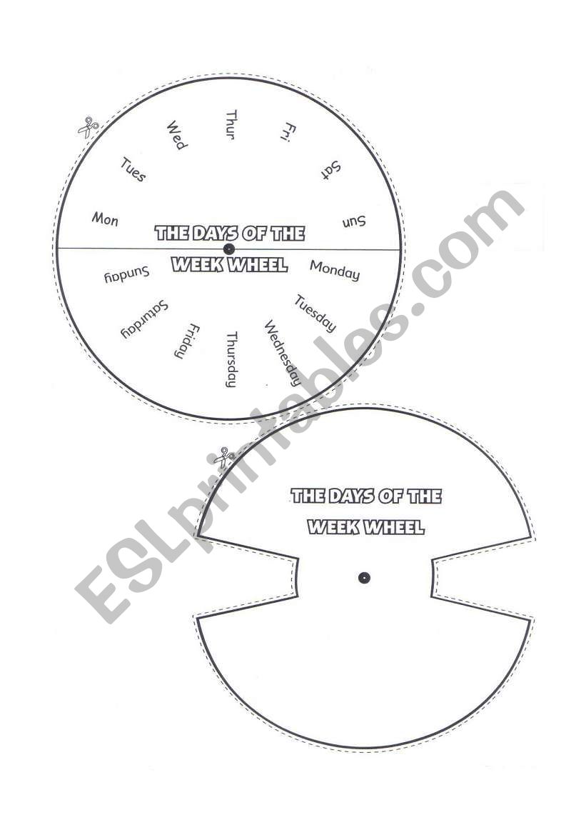 The days of the week wheel worksheet