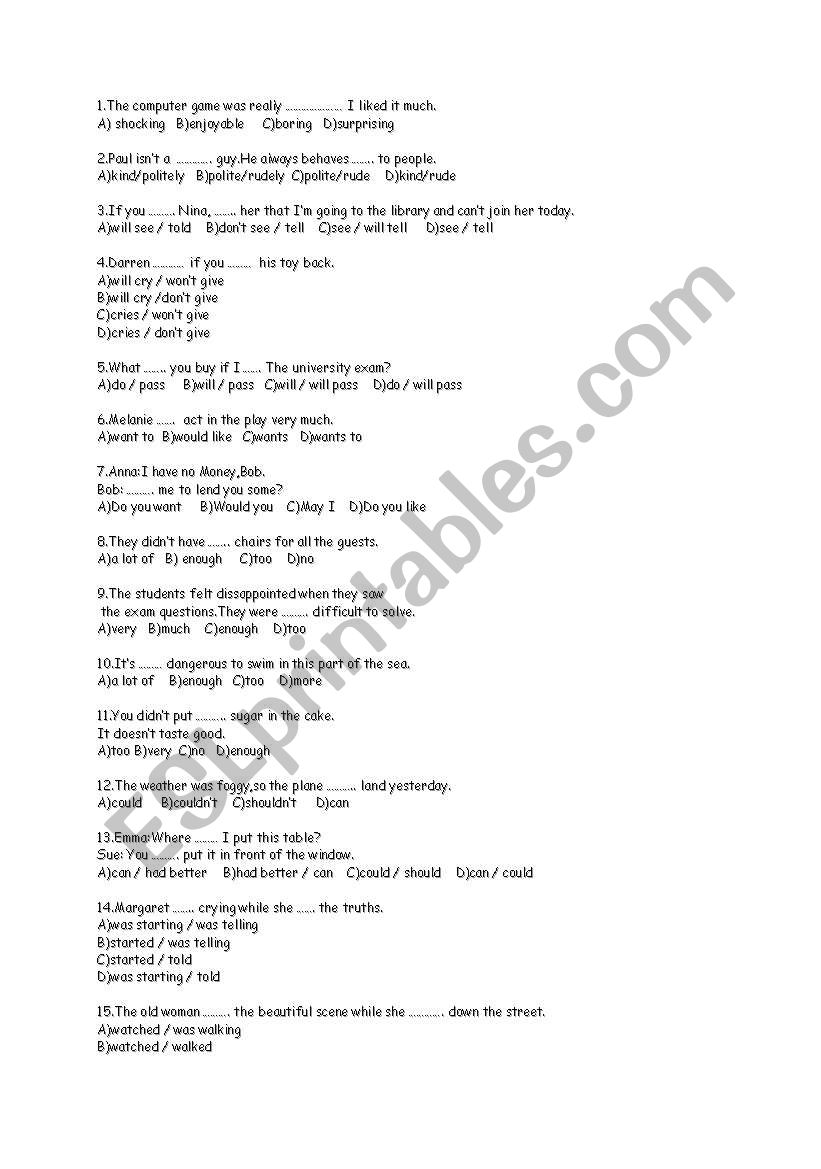 ade worksheet