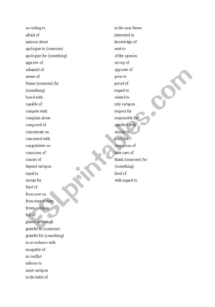 prepositional idioms worksheet