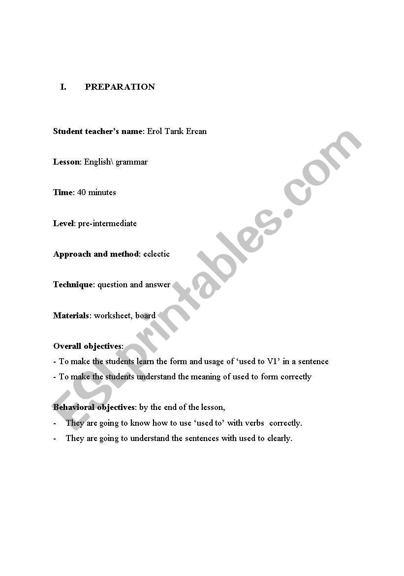 used to v1( lesson plan+exercise)
