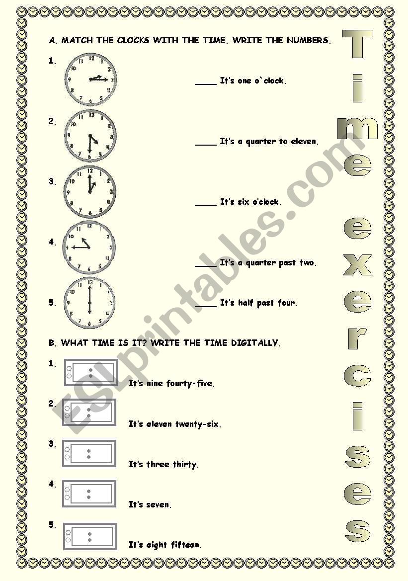 Easy time exercises - Analog and digital