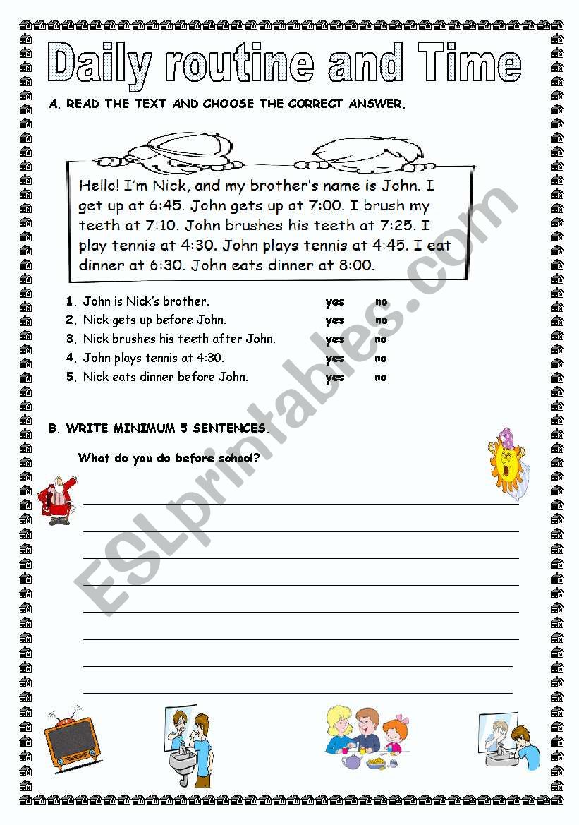 Reading and Writing Activity worksheet