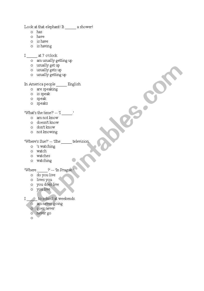 present simple worksheet