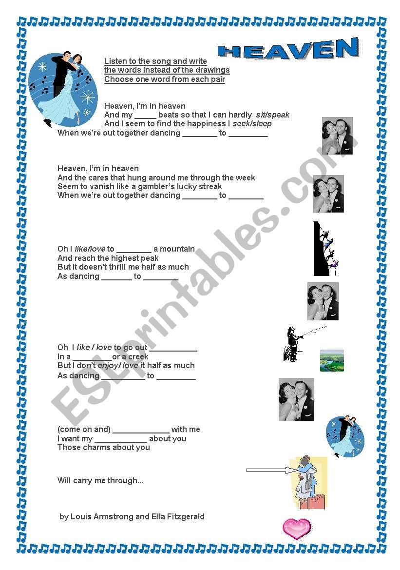 DANCING CHEEK TO CHEEK worksheet