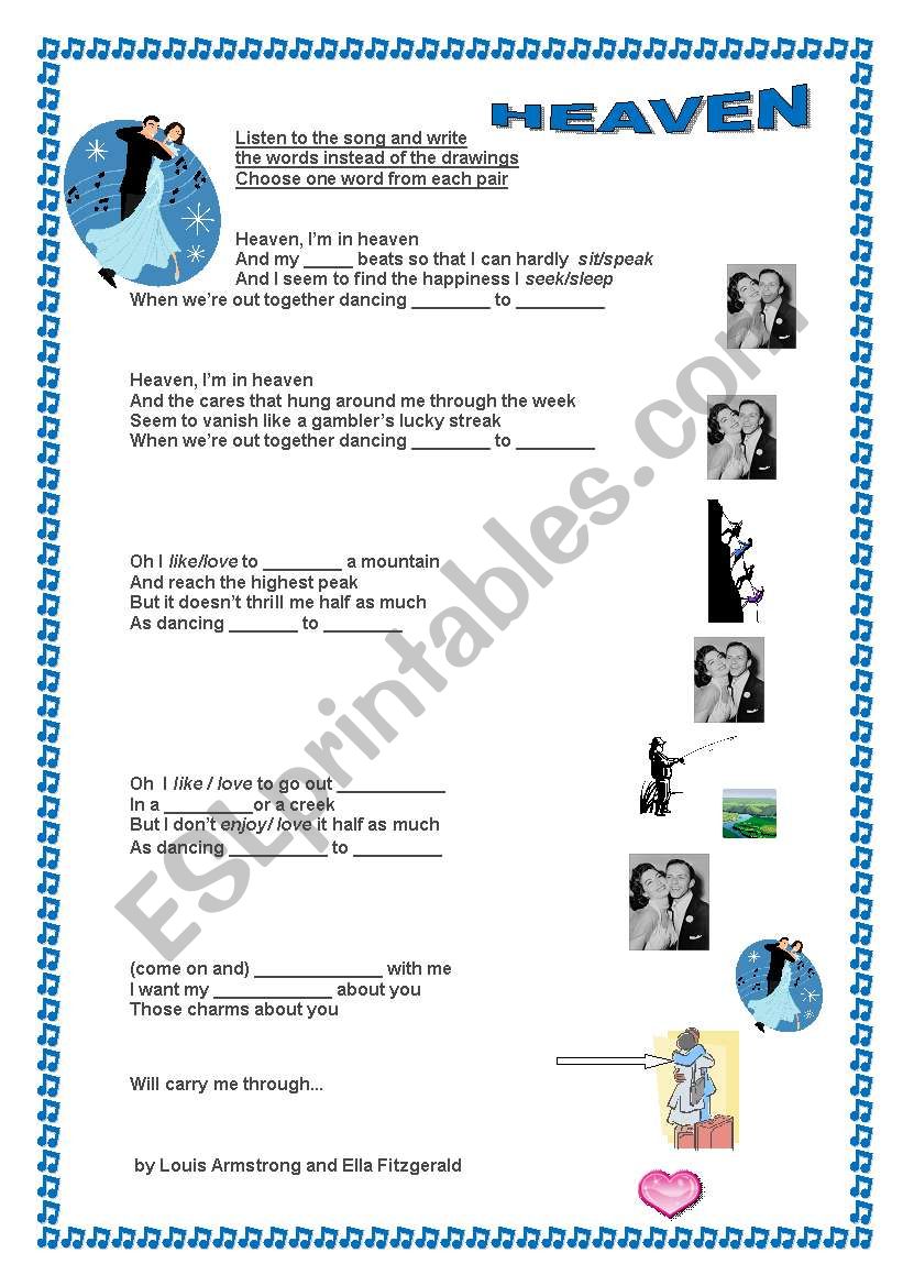 DANCING CHEEK TO CHEEK worksheet