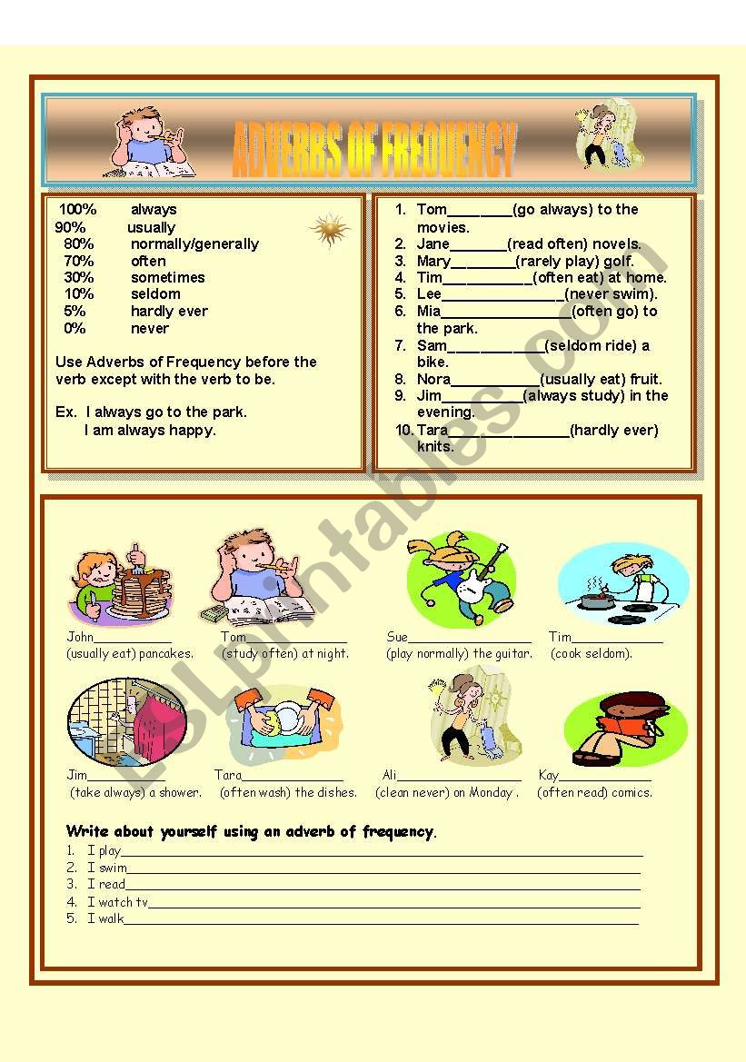 ADVERBS OF FREQUENCY worksheet