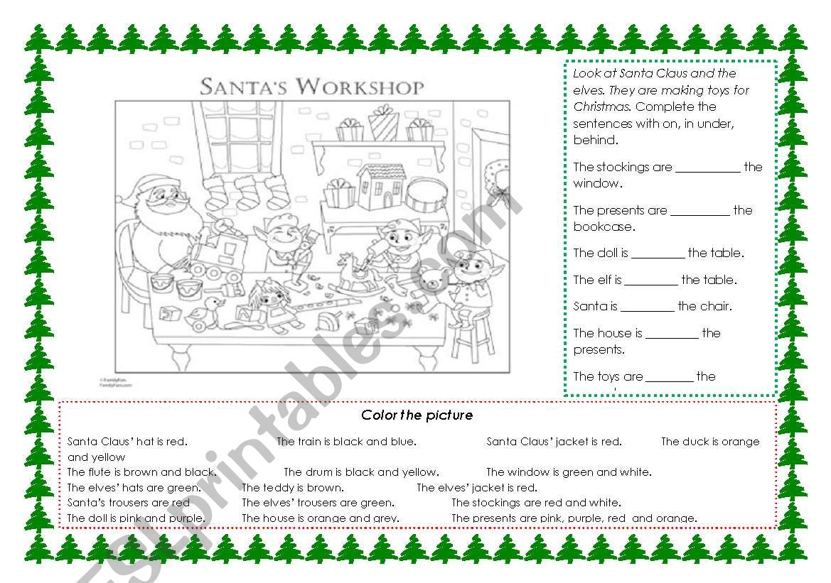 Santa´s workshop worksheet