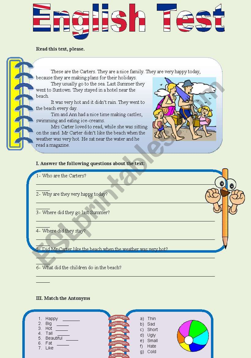 Worksheet about the Carters worksheet