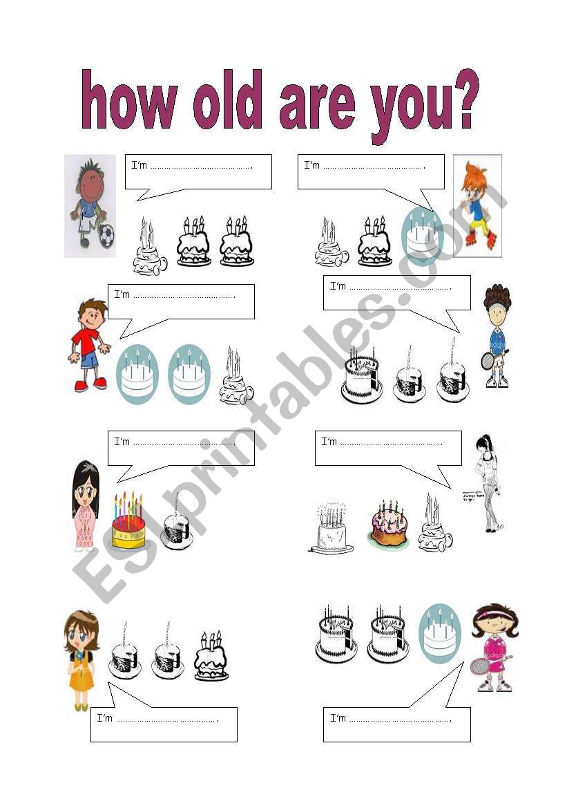 how old are you? worksheet