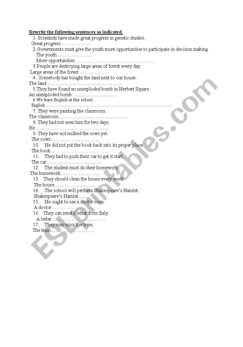 passive voice worksheet