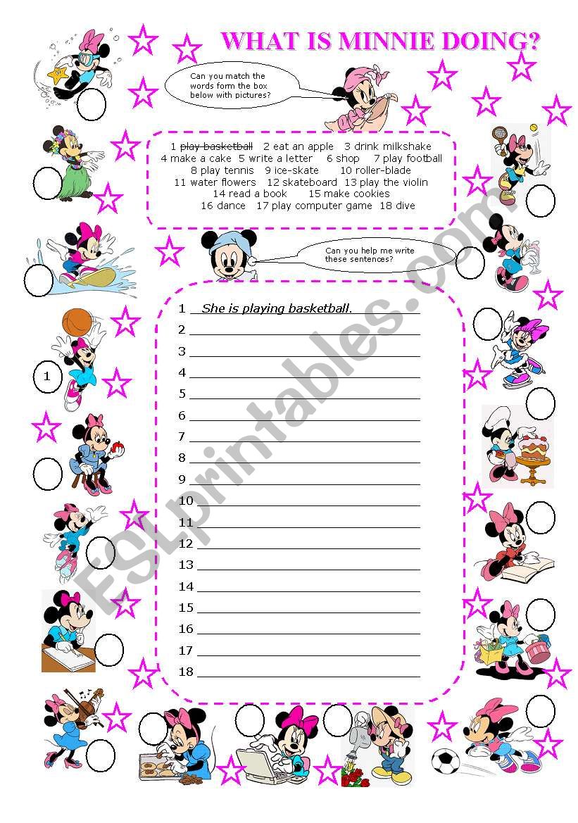 what is minnie doing worksheet