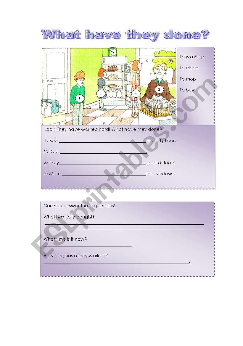 present perfect worksheet