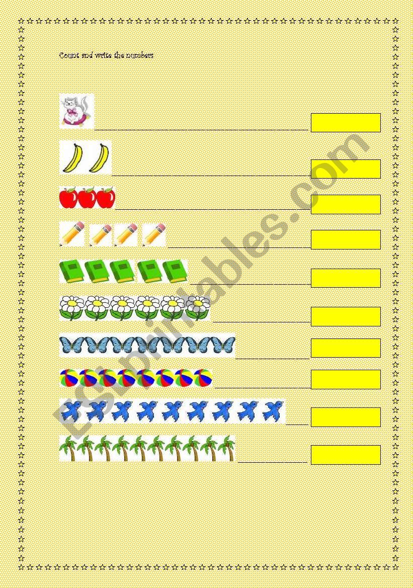 Count and write the numbers worksheet