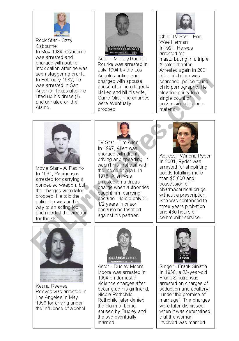 Celebrity Criminals pt2 worksheet