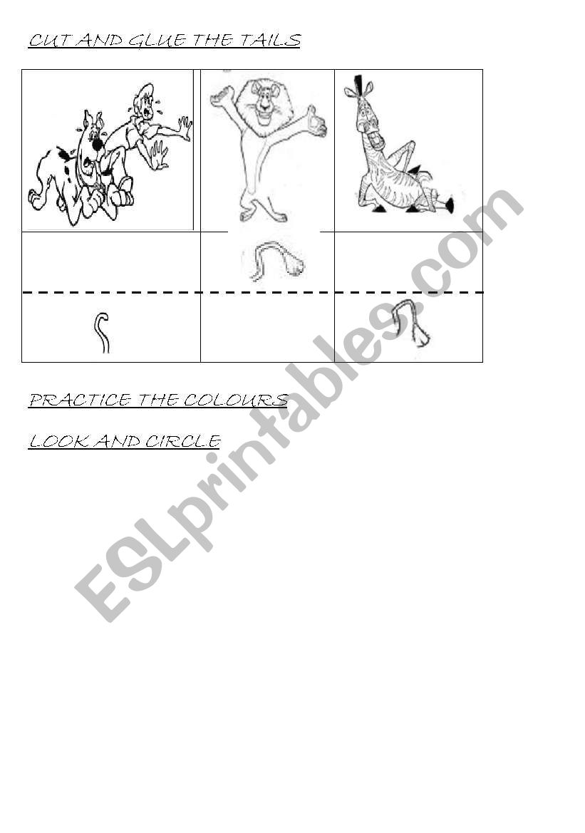 Animals and colours worksheet